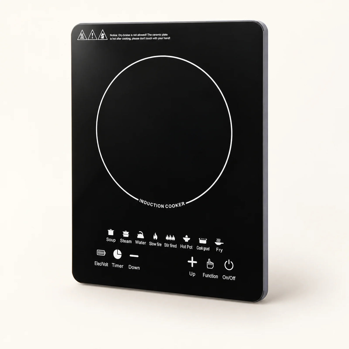 750W Portable Induction Cooktop on a warm off-white background with a soft natural shadow.