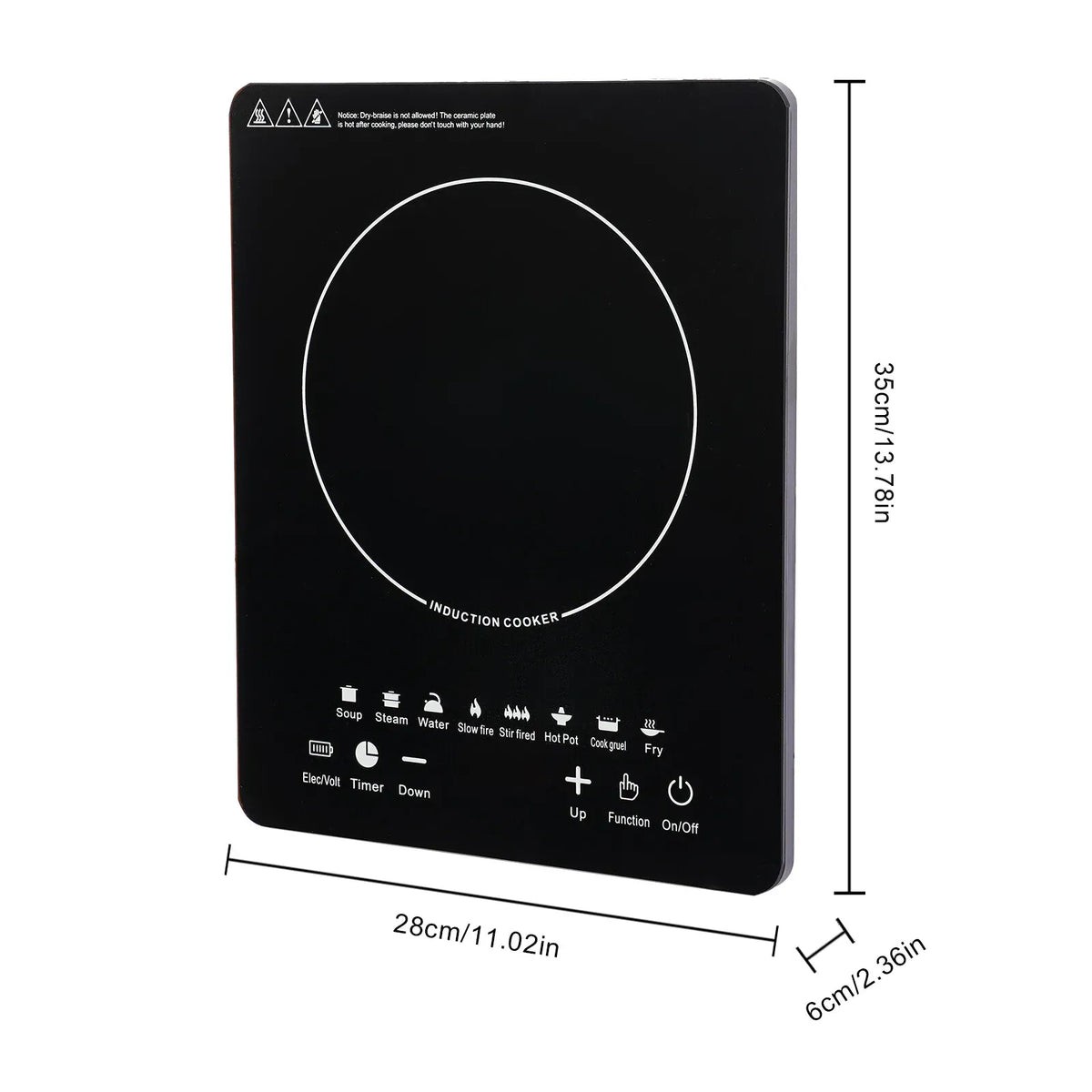 Essentials House / black / US 110V 750W Electric Induction Cooktop 8 Power Levels Touch Control Burner 180min Timer Portable