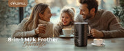 Essentials House Milk Frother and Steamer, 8-in-1 Electric Frother for Coffee, 400ml Large Capacity Detachable Milk Steamer