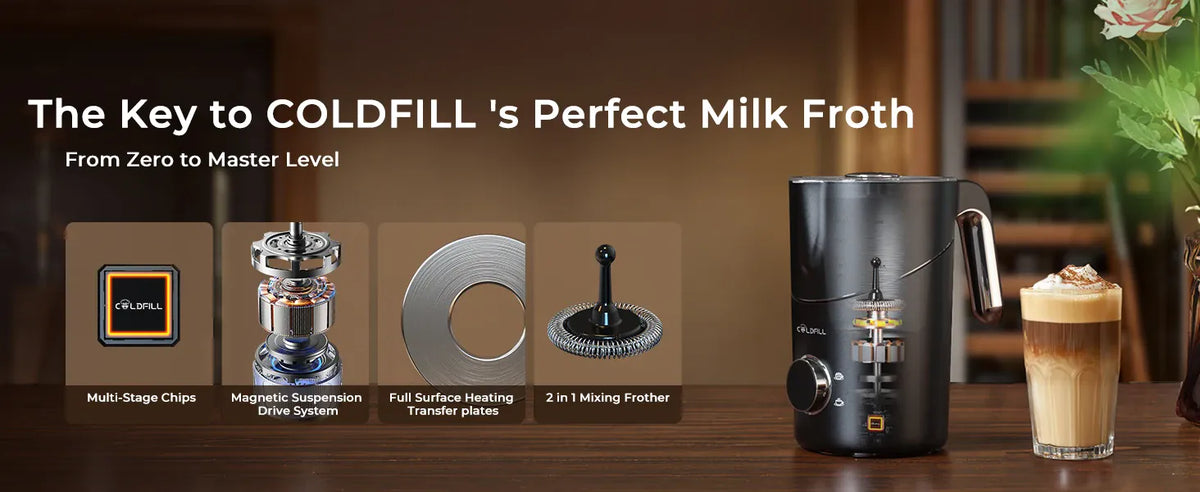 Essentials House Milk Frother and Steamer, 8-in-1 Electric Frother for Coffee, 400ml Large Capacity Detachable Milk Steamer
