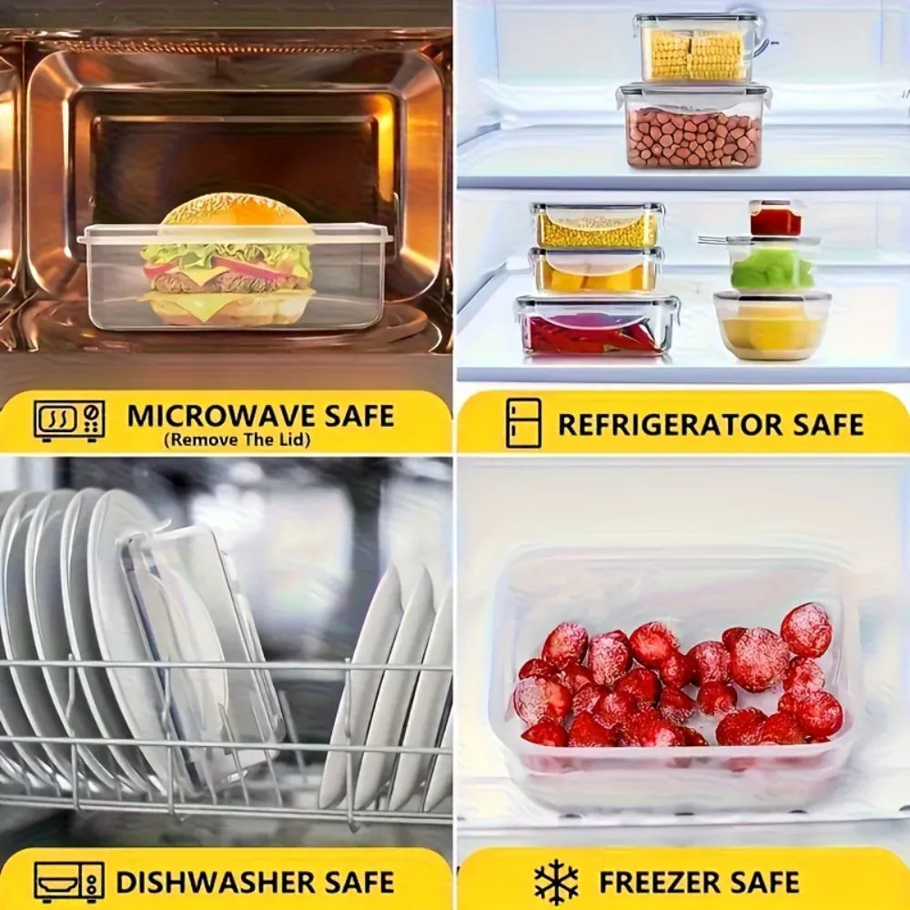 Essentials House 8PCS 8-PC BPA-Free Airtight Food Containers with Locking Lids - Microwave/Freezer Safe PP Plastic Storage