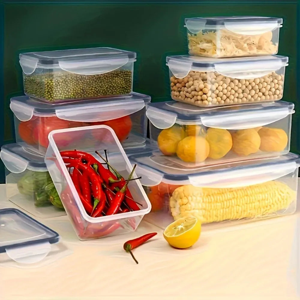 Essentials House 8PCS 8-PC BPA-Free Airtight Food Containers with Locking Lids - Microwave/Freezer Safe PP Plastic Storage