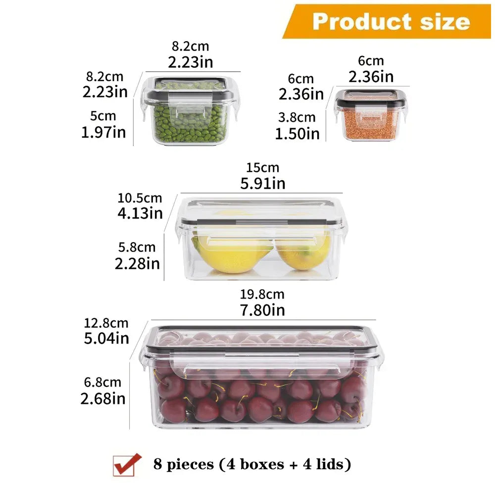 Essentials House 8PCS 8-PC BPA-Free Airtight Food Containers with Locking Lids - Microwave/Freezer Safe PP Plastic Storage