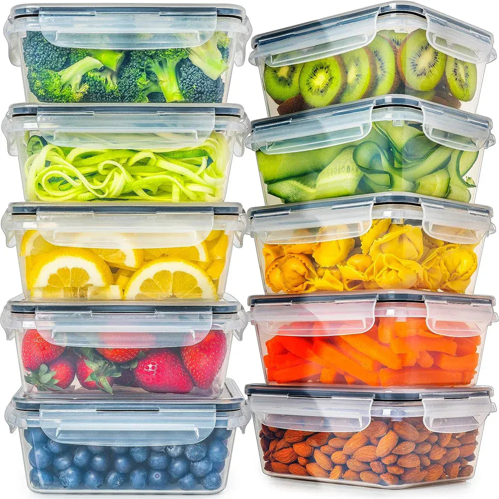 Essentials House Clear Kitchen Food Contianers Set, Microwave Dishwasher Safe BPA FREE 10pcs 840ML Containers Set