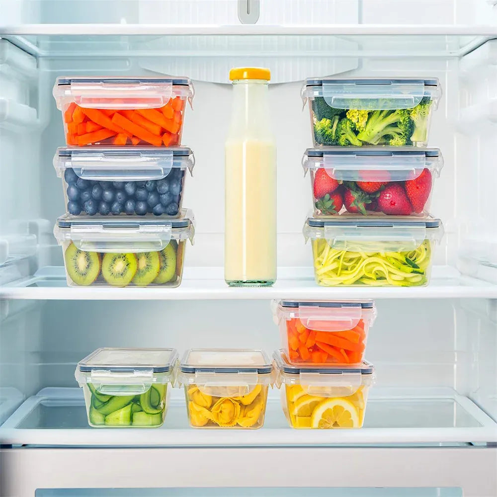 Essentials House Kitchen Food Contianers Set, Microwave Dishwasher Safe BPA FREE 10pcs 840ML Containers Set With 10stickers