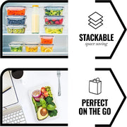 Essentials House Kitchen Food Contianers Set, Microwave Dishwasher Safe BPA FREE 10pcs 840ML Containers Set With 10stickers