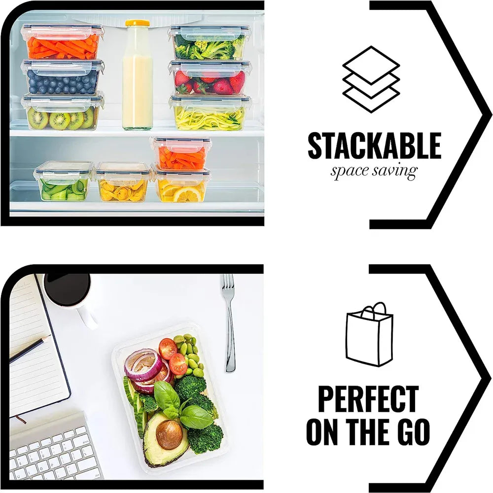 Essentials House Kitchen Food Contianers Set, Microwave Dishwasher Safe BPA FREE 10pcs 840ML Containers Set With 10stickers