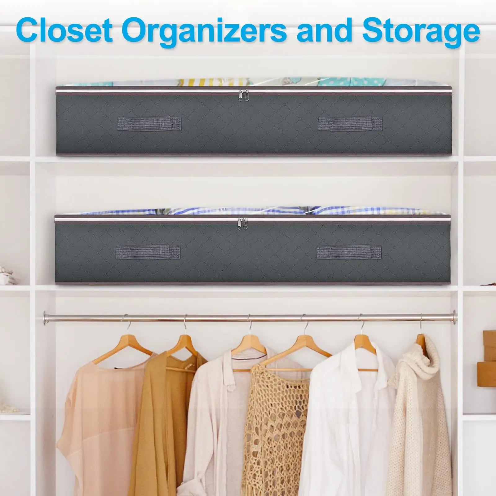Essentialshouses Foldable Under Bed Storage Containers with Clear Window Underbed Toy Organizers and Clothing Storage Bags Closet Storage Bins