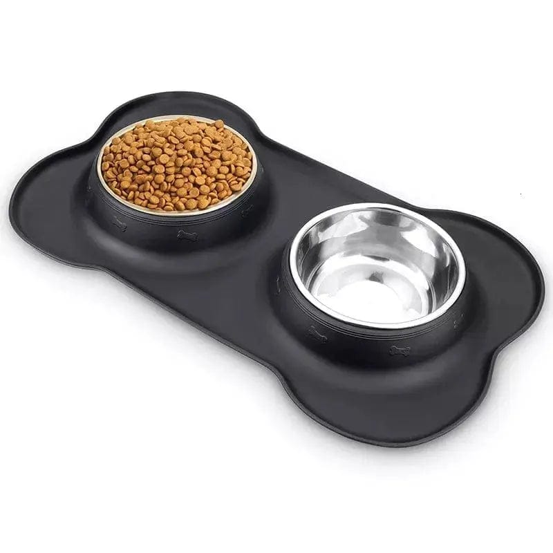 Antislip Double Stainless Steel Food Bowl - Essentialshouses