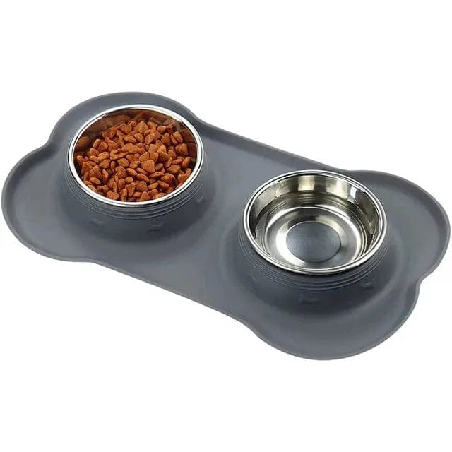 Antislip Double Stainless Steel Food Bowl - Essentialshouses