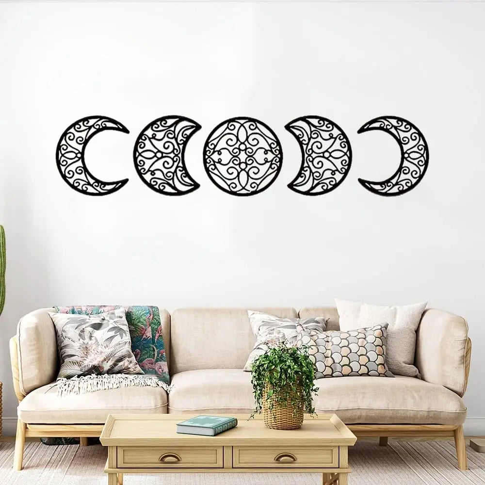 Essentials House Home & Décor Wrought iron decoration Crescent Moon Wall Art Set Of 5, Islamic Home Decor