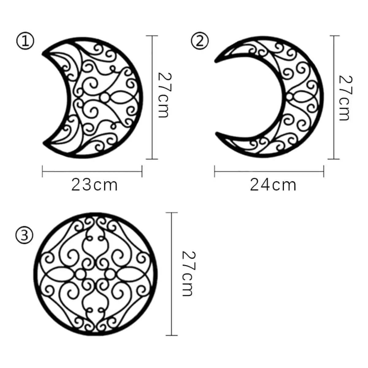 Essentials House Home & Décor Wrought iron decoration Crescent Moon Wall Art Set Of 5, Islamic Home Decor