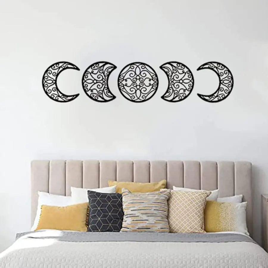 Essentials House Home & Décor Wrought iron decoration Crescent Moon Wall Art Set Of 5, Islamic Home Decor