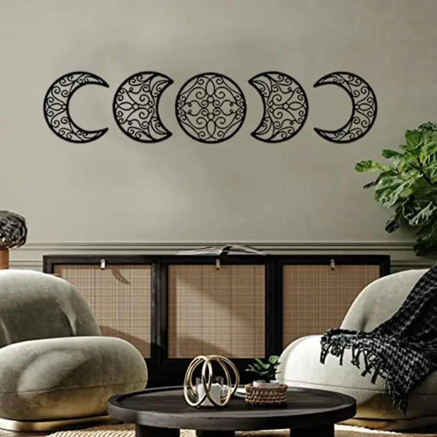 Essentials House Home & Décor Wrought iron decoration Crescent Moon Wall Art Set Of 5, Islamic Home Decor