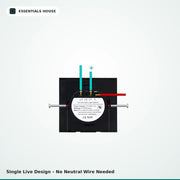 Wiring diagram for the smart touch light switch showing live, load and neutral connections