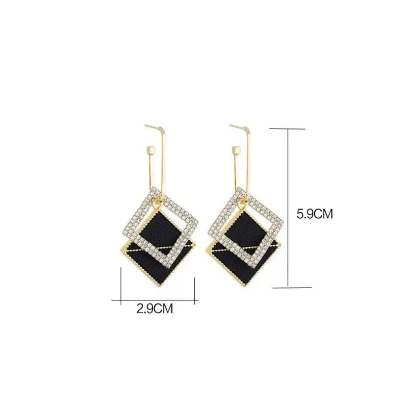 Geometric Double Square Hoop Earrings - Essentialshouses