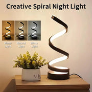 Essentialshouses Home Accents & Wall Art USB Plug In Creative Spiral LED Night Light Dimmable 3 Colors Adjustable For Living Room Office Desk Table Bedroom Bedside Decor