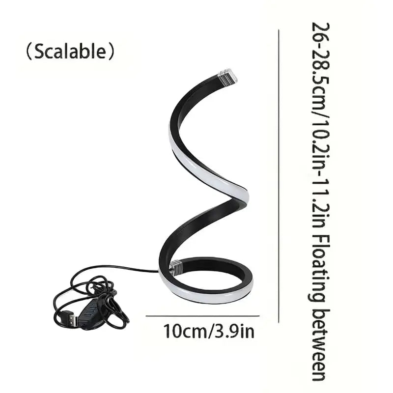 Essentialshouses Home Accents & Wall Art No base USB Plug In Creative Spiral LED Night Light Dimmable 3 Colors Adjustable For Living Room Office Desk Table Bedroom Bedside Decor