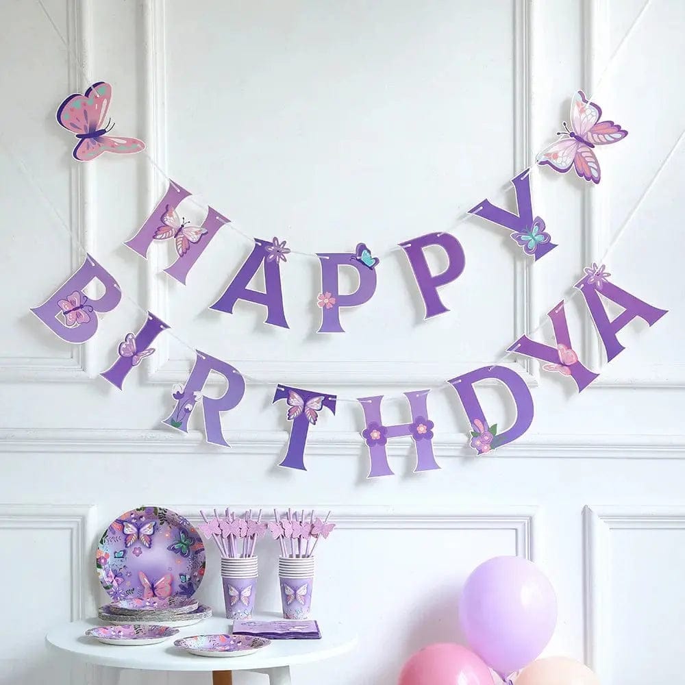 Purple Butterfly Hanging Swirls Birthday Decoration - Essentialshouses