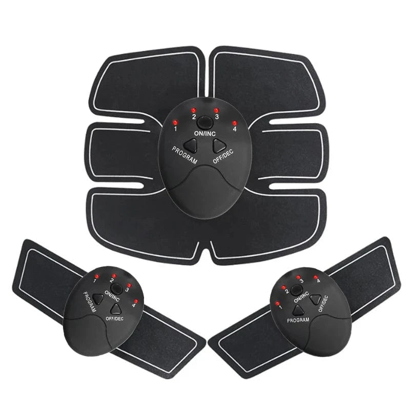 Black electronic muscle stimulator device on a white background