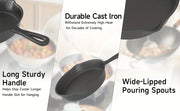 Essentialshouses 3PCS Cast Iron Skillet Set (6/8/10 Inch)  Pre-Seasoned, Heavy-Duty Pans for Oven, Grill & Campfire, Even Heat, Non-Stick Surface