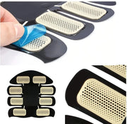 Gel pad application process with close-up details on a white background