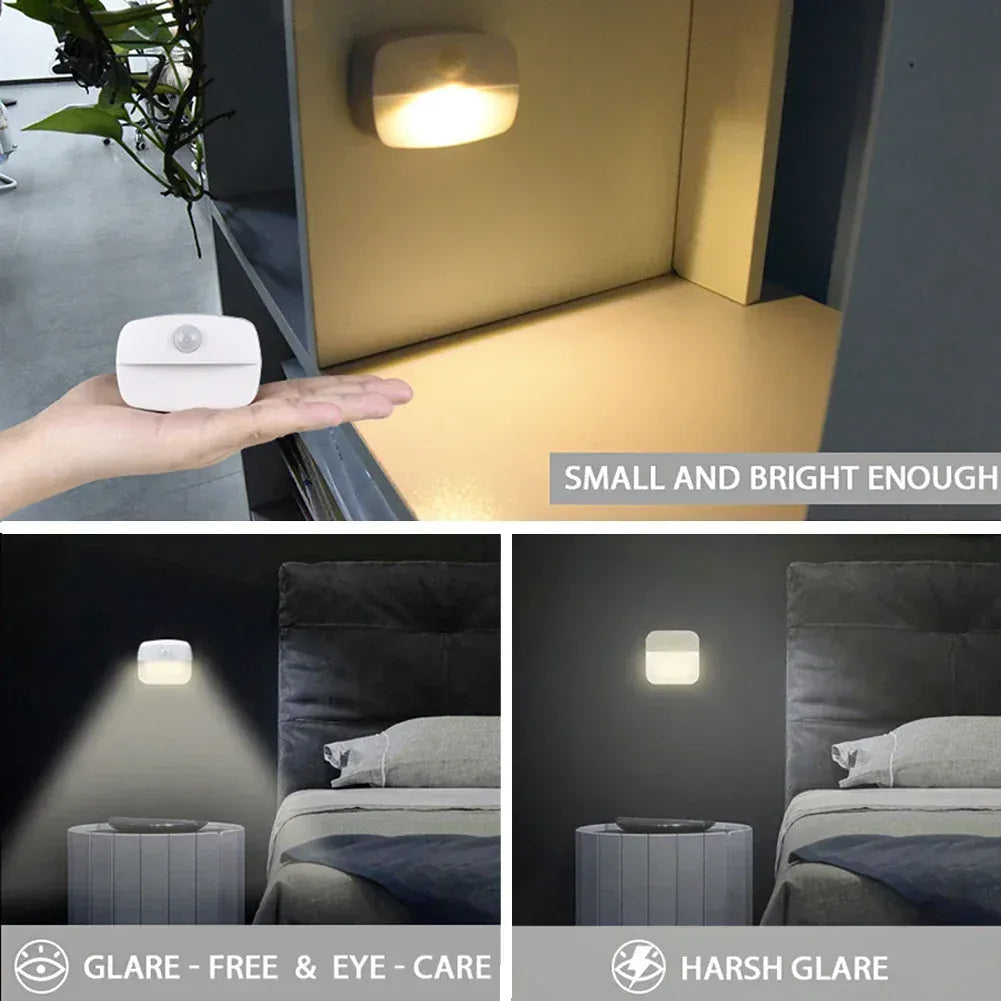 Essentialshouses Motion Sensor Step Light, USB Rechargeable Wireless LED Floor Lamp for Indoor Stairs Hallway Wardrobe Auto On/Off Night Lighting