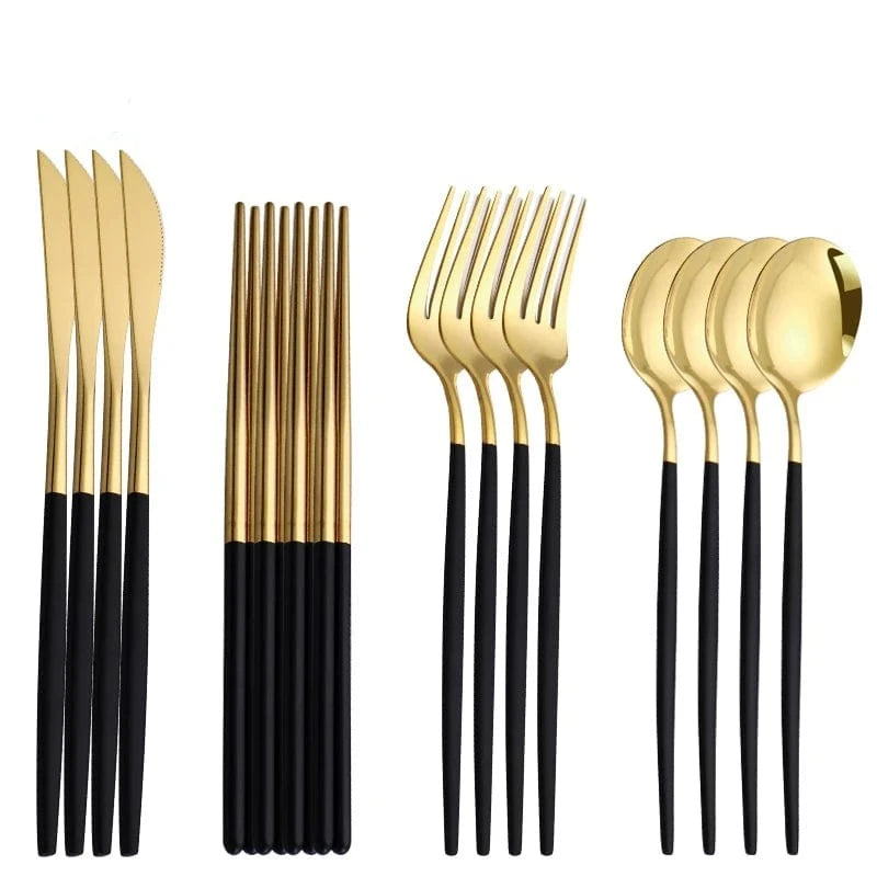 Luxury Gold Cutlery Dinnerware Set - Essentialshouses