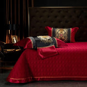 Luxury Black Red Silk Satin Bedding Set - Essentialshouses