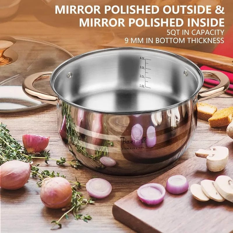 Stainless Steel Luxe Silver Cookware Set - Essentialshouses