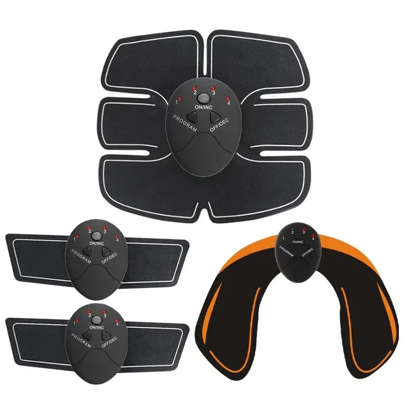 Electrical muscle stimulator device with multiple pads on a white background