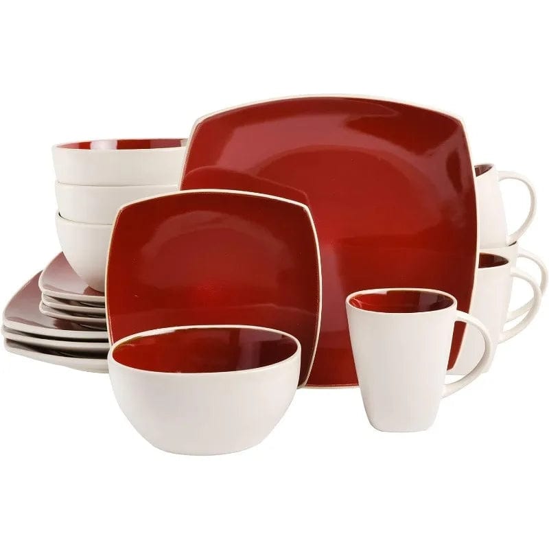 Square Reactive Glaze Stoneware Dinnerware Set - Essentialshouses