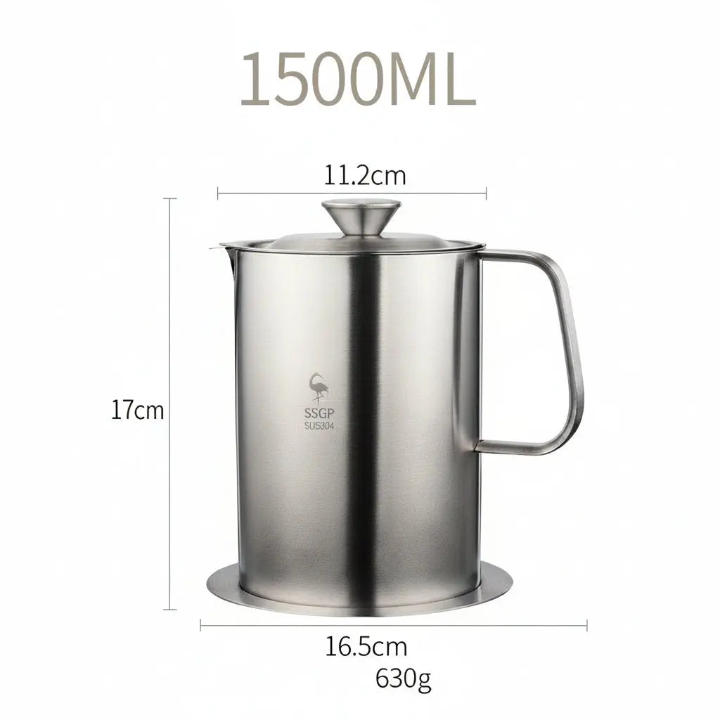 Essentialshouses Stainless Steel Oil Filter Pot 🛢️ Stainless Steel Kitchen Oil Filter Pot – Clean, Store & Reuse Cooking Oil Easily!