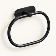 Black oval towel ring with adhesive mounting plate