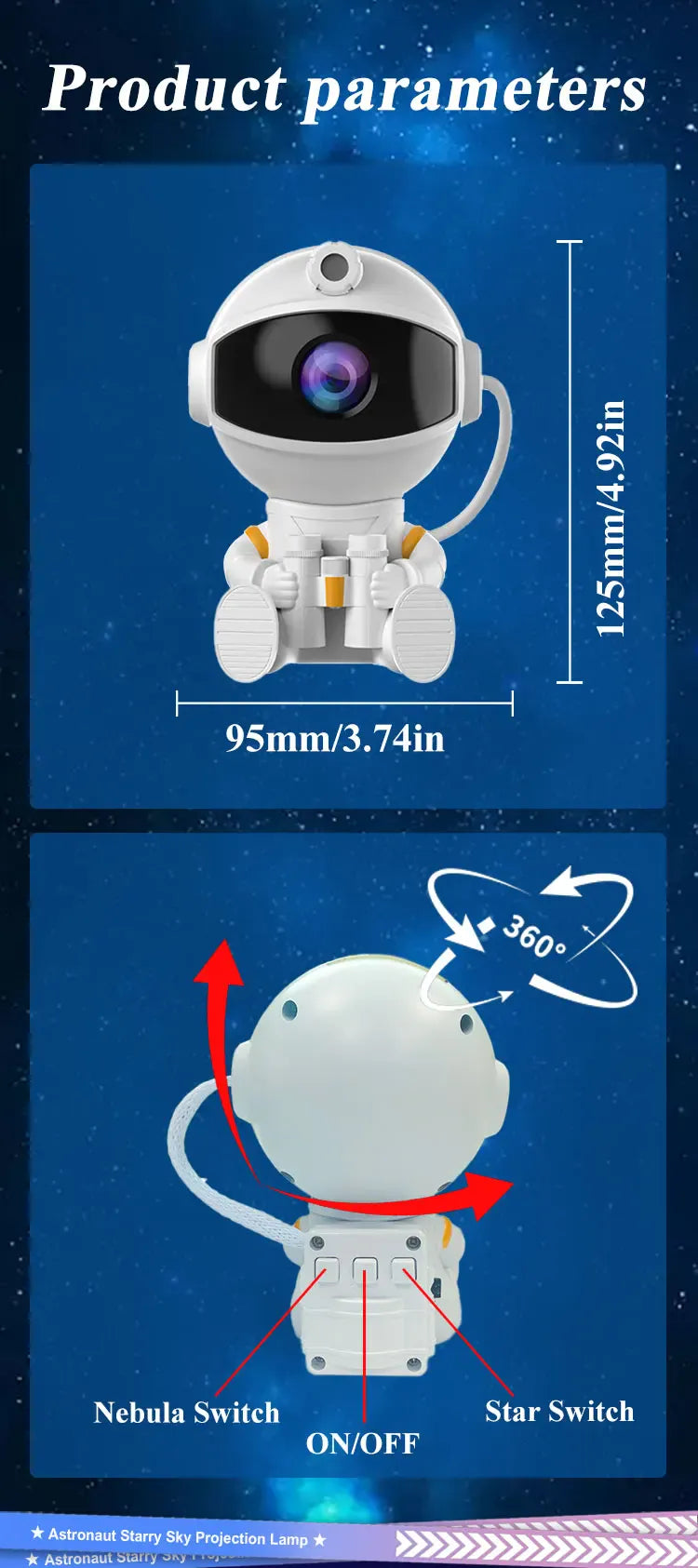 Essentials House Hold Telescope / USB Plug Astronaut Projector Galaxy Starry Night Lights for Bedroom LED Nebula Lamp