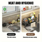 Essentials House Kitchen Sink Organizer Countertop Rack Multifunctional Sponge/Cleaning Cloth/Brush Holder Drain Rack Dish