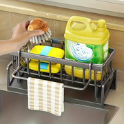Essentials House Kitchen Sink Organizer Countertop Rack Multifunctional Sponge/Cleaning Cloth/Brush Holder Drain Rack Dish