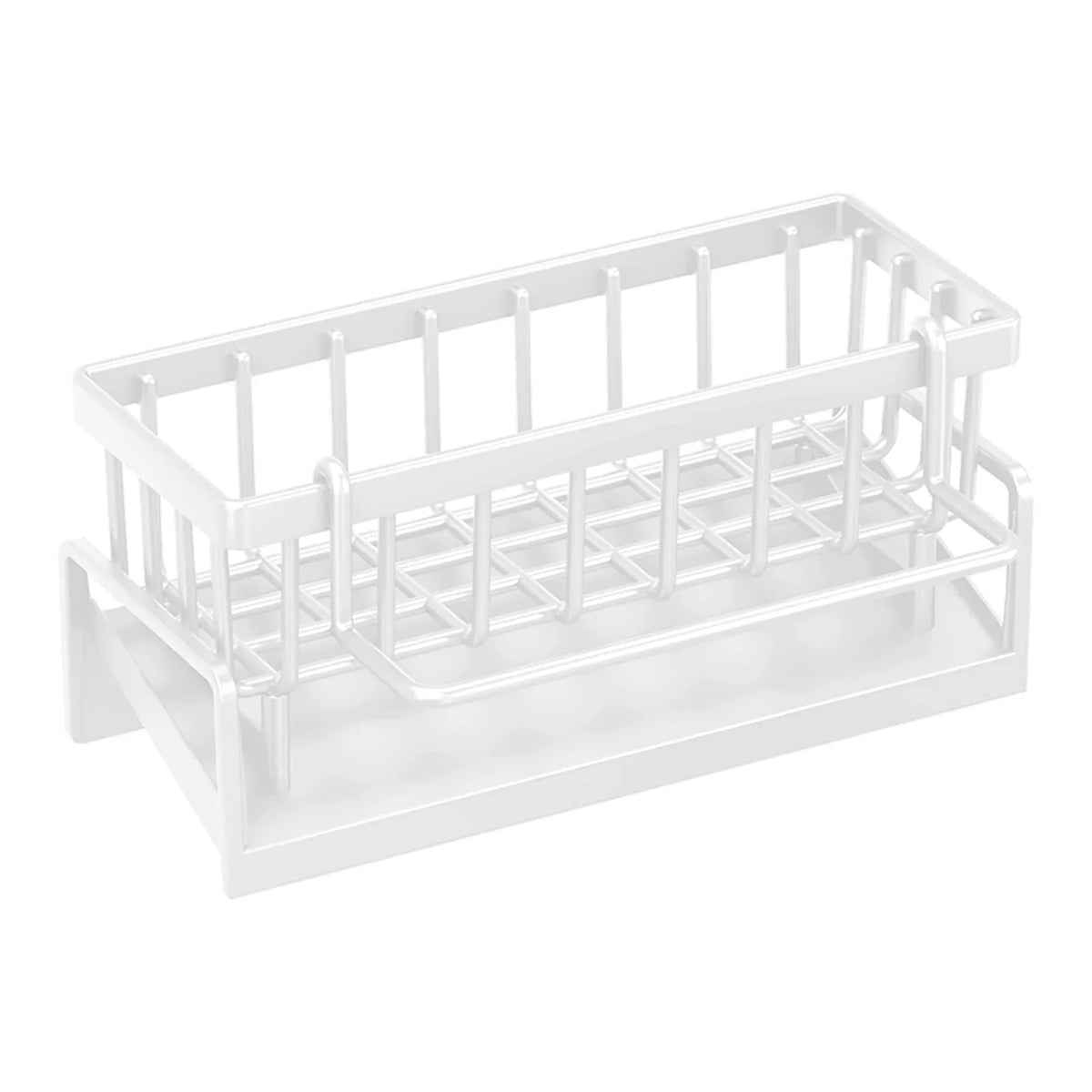 Essentials House WHITE Kitchen Sink Organizer Countertop Rack Multifunctional Sponge/Cleaning Cloth/Brush Holder Drain Rack