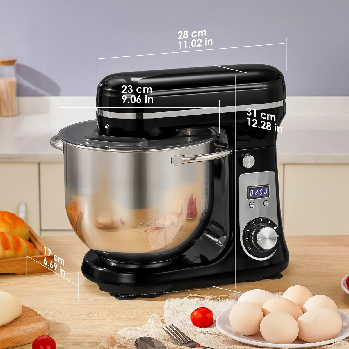 Essentials House Kitchen Food Stand Mixer, Blender, Quiet Motor, Cream Egg Whisk, Whip Dough Kneader, 6-Speed, 1200 W, 6 L