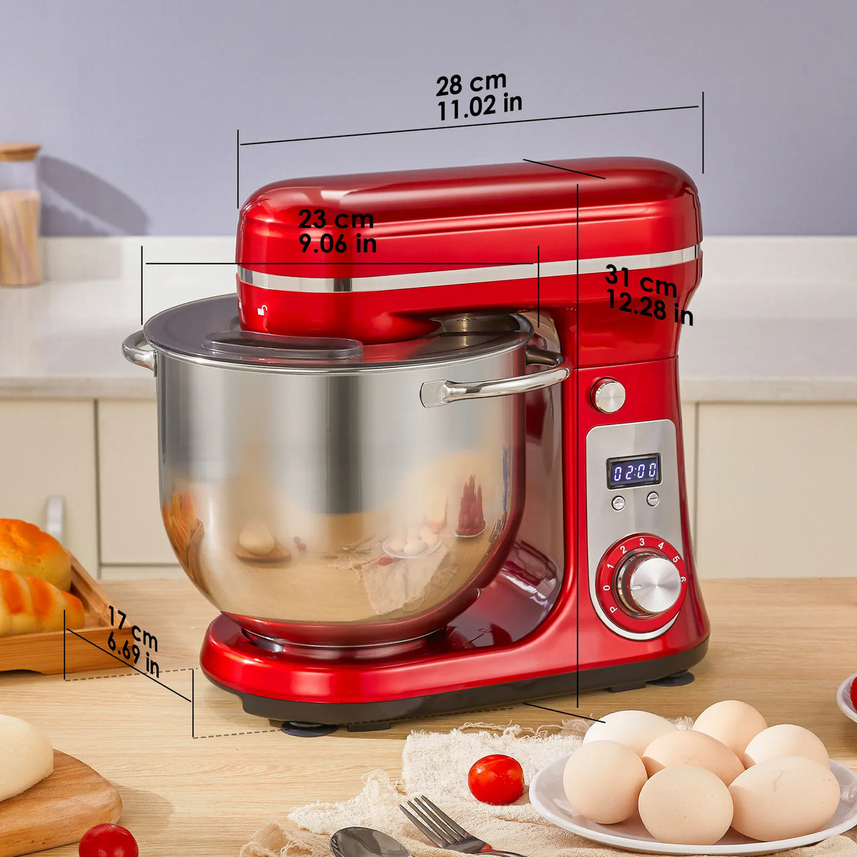 Essentials House Kitchen Food Stand Mixer, Blender, Quiet Motor, Cream Egg Whisk, Whip Dough Kneader, 6-Speed, 1200 W, 6 L