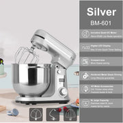 Essentials House 6L Silver BM-601 / EU / france Kitchen Food Stand Mixer, Blender, Quiet Motor, Cream Egg Whisk, Whip Dough