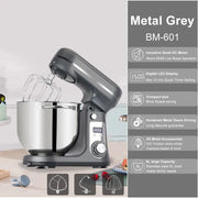 Essentials House 6L Grey BM-601 / US Kitchen Food Stand Mixer, Blender, Quiet Motor, Cream Egg Whisk, Whip Dough Kneader