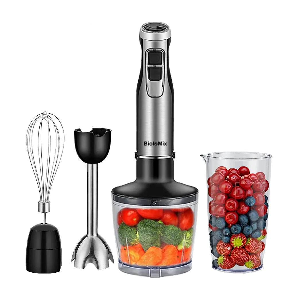 Essentials House US Plug 4 in 1 High Power 1200W Immersion Hand Stick Blender Mixer Includes Chopper and Smoothie Cup
