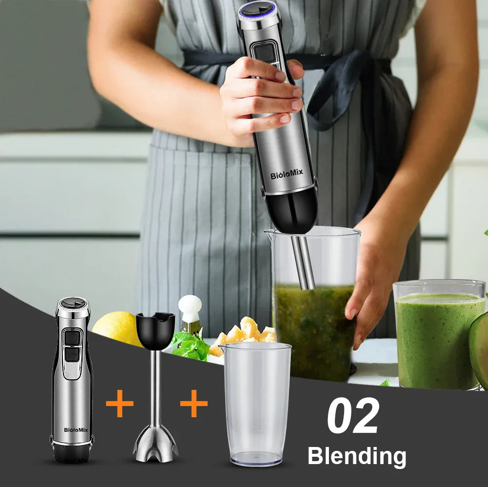 Essentials House US Plug 4 in 1 High Power 1200W Immersion Hand Stick Blender Mixer Includes Chopper and Smoothie Cup