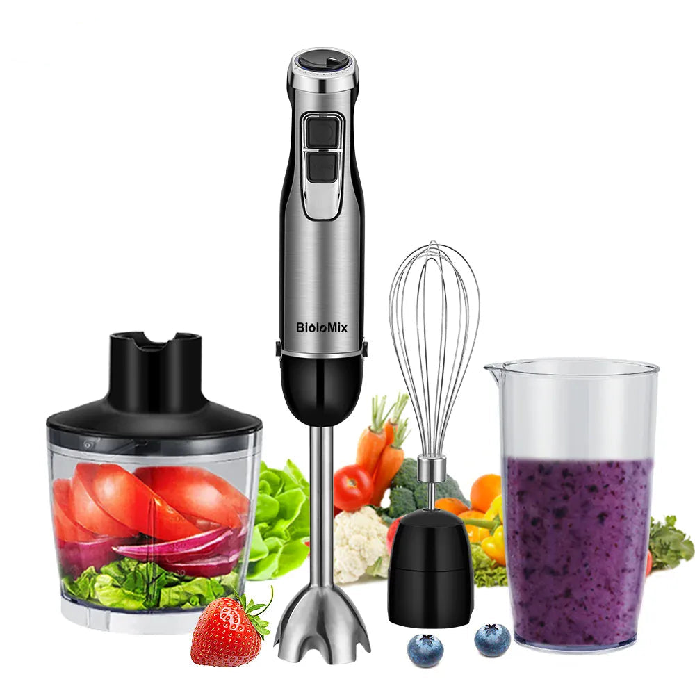Essentials House US Plug 4 in 1 High Power 1200W Immersion Hand Stick Blender Mixer Includes Chopper and Smoothie Cup