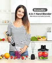 Essentials House US Plug 4 in 1 High Power 1200W Immersion Hand Stick Blender Mixer Includes Chopper and Smoothie Cup