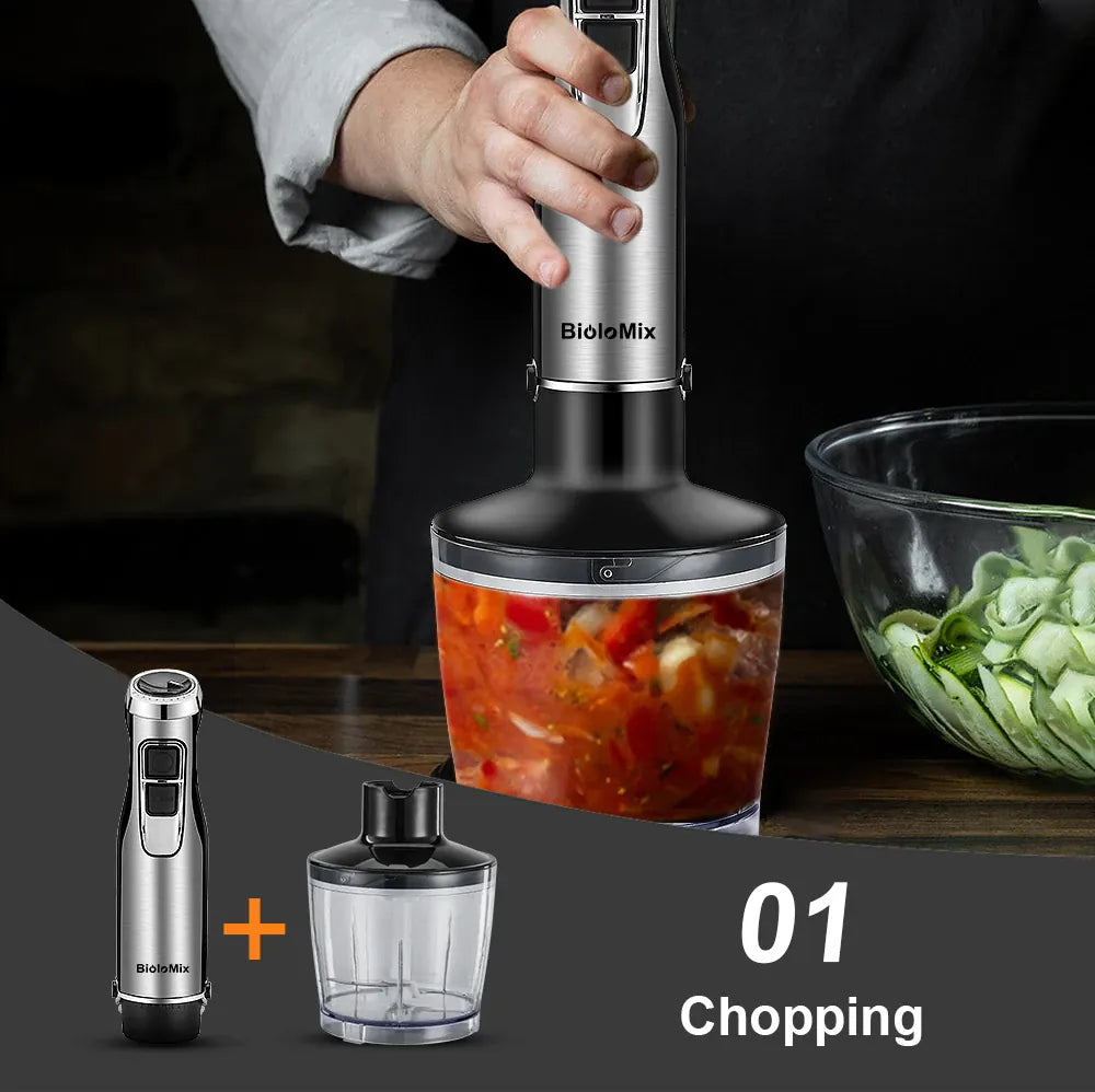 Essentials House US Plug 4 in 1 High Power 1200W Immersion Hand Stick Blender Mixer Includes Chopper and Smoothie Cup