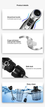 Essentials House US Plug 4 in 1 High Power 1200W Immersion Hand Stick Blender Mixer Includes Chopper and Smoothie Cup