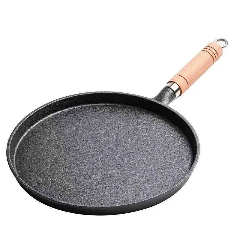 Essentials House 26cm Cast Iron Frying Pan Uncoated Non-stick Egg Pancake Pan Crepe Maker Steak Frying Pot Gas Induction