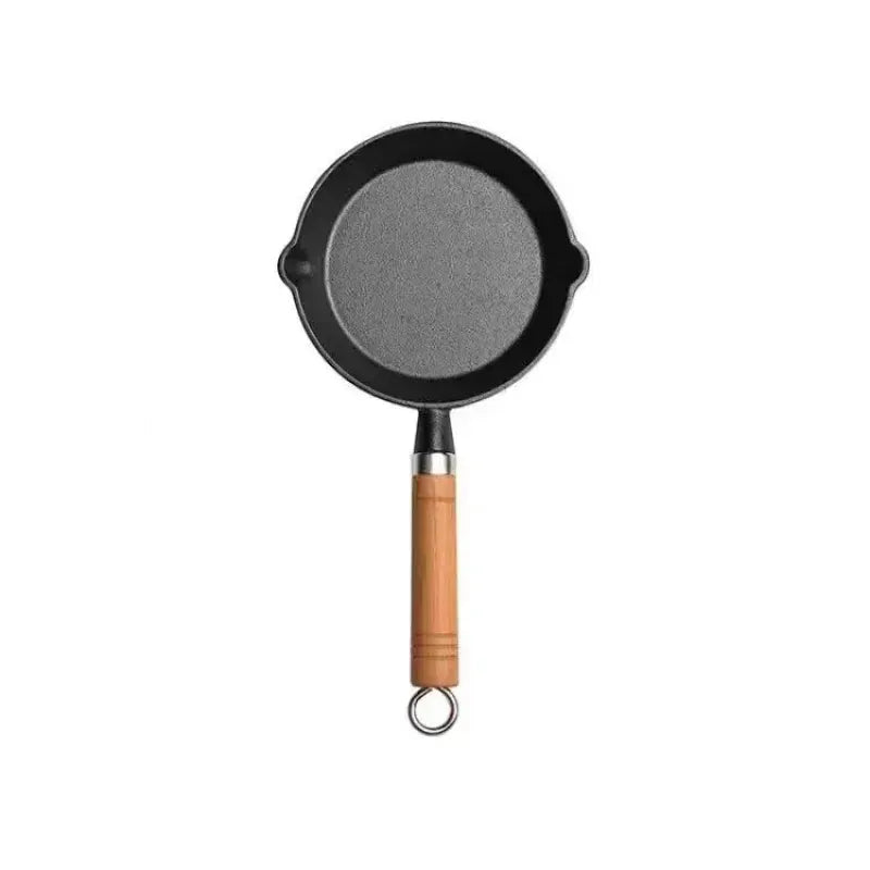 Essentials House 26cm Cast Iron Frying Pan Uncoated Non-stick Egg Pancake Pan Crepe Maker Steak Frying Pot Gas Induction